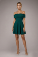 Goddiva Strapless Crepe Skater Mini Dress - Emerald Green