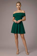 Goddiva Strapless Crepe Skater Mini Dress - Emerald Green