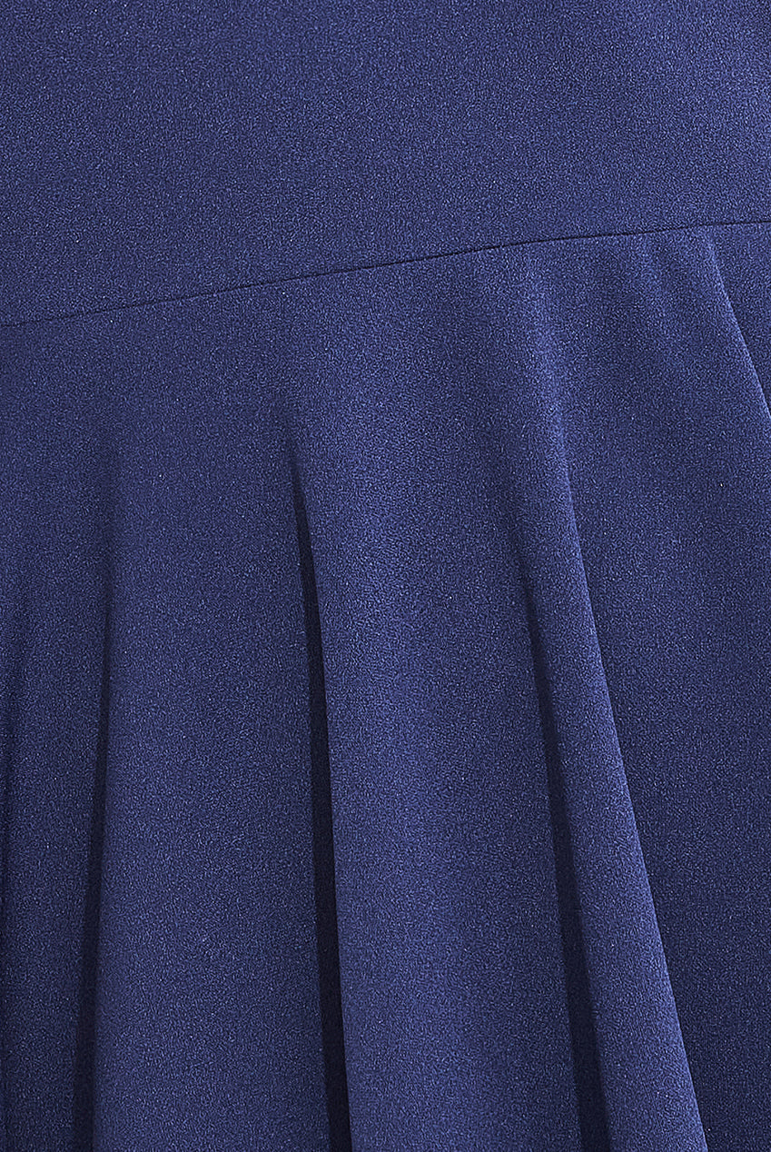 Goddiva Strapless Crepe Skater Mini Dress - Navy Blue