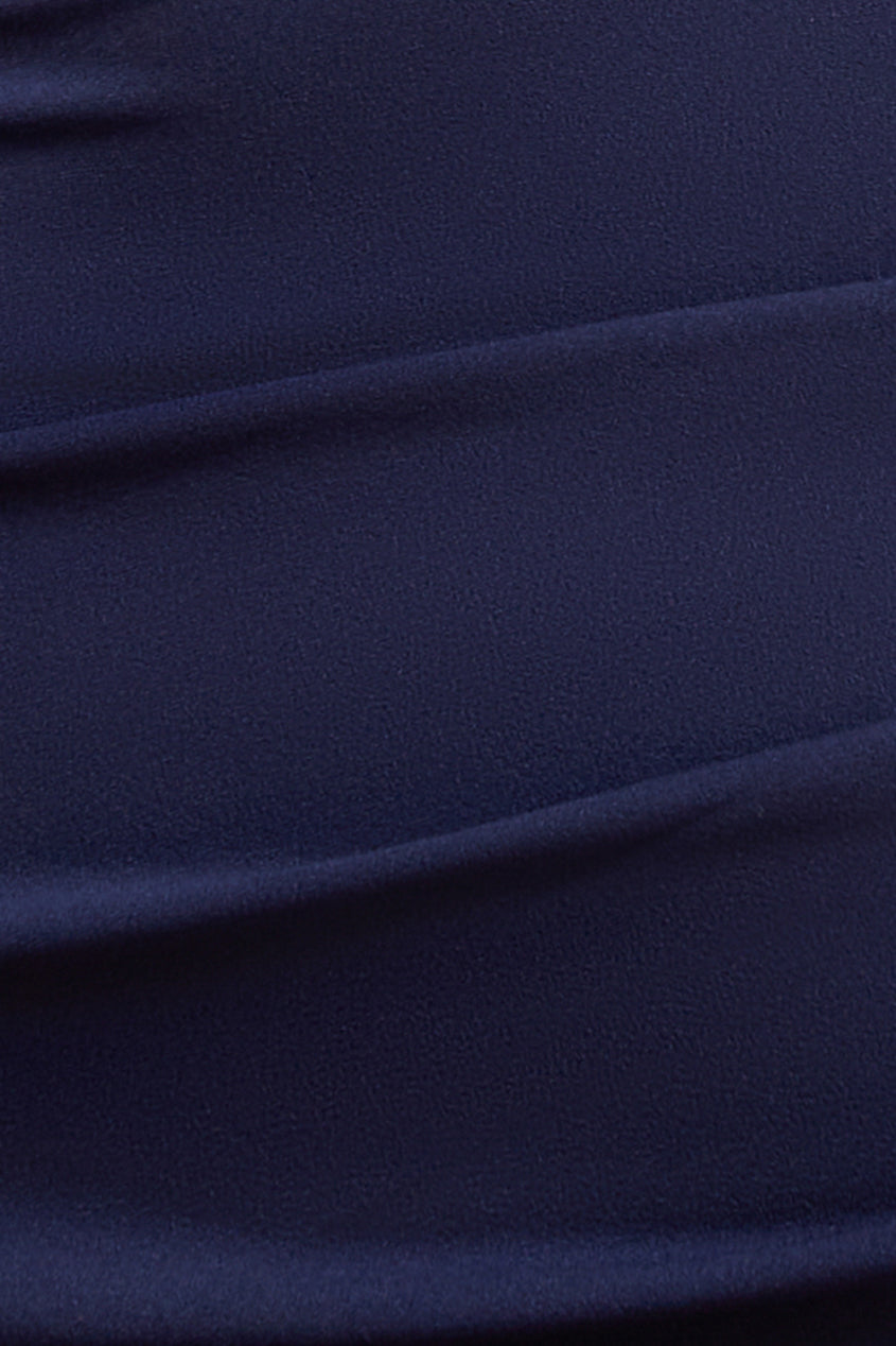 Goddiva Off The Shoulder Pleated Waist Maxi Dress - Navy