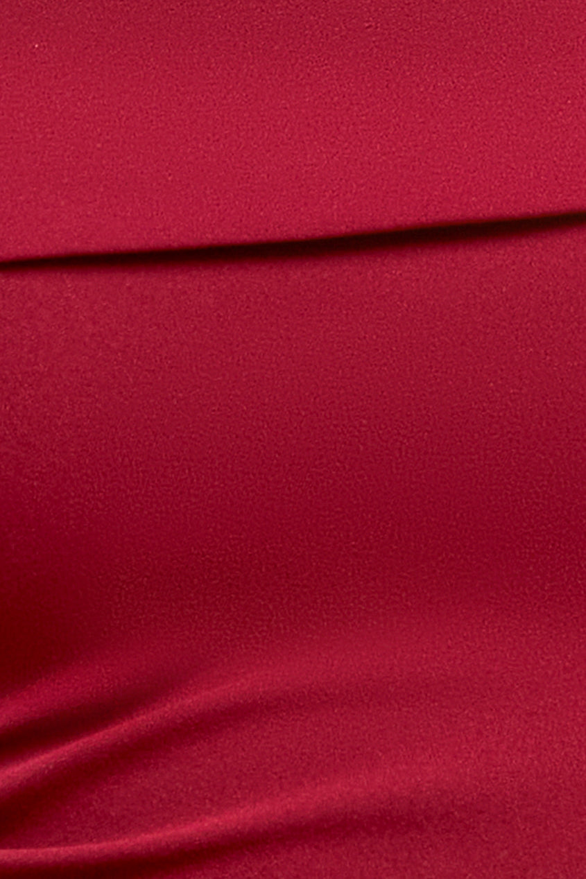 Goddiva Off The Shoulder Pleated Waist Maxi Dress - Wine