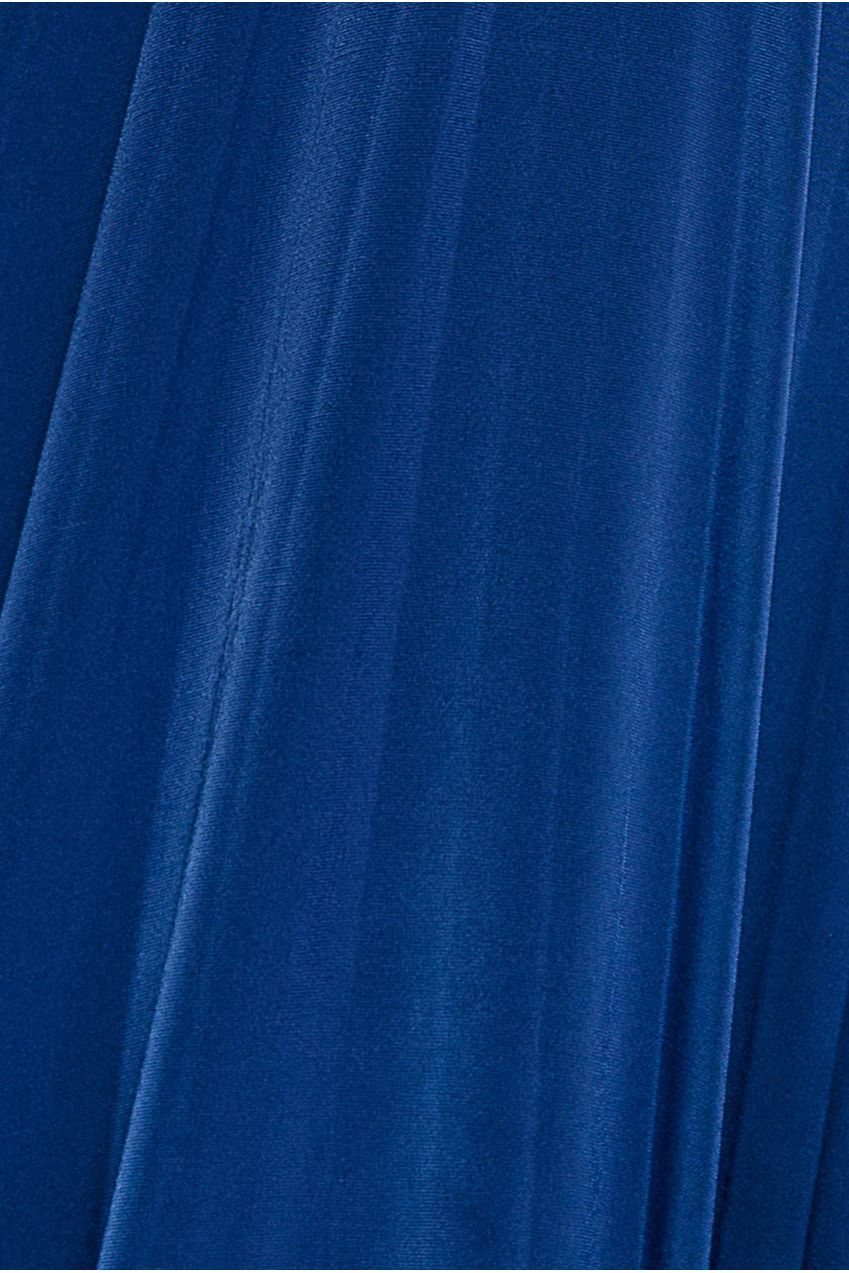 Goddiva Plunge Neck Long Sleeve A Line Maxi Dress - Royal Blue