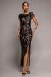Goddiva Tassel Split Maxi Dress - Black