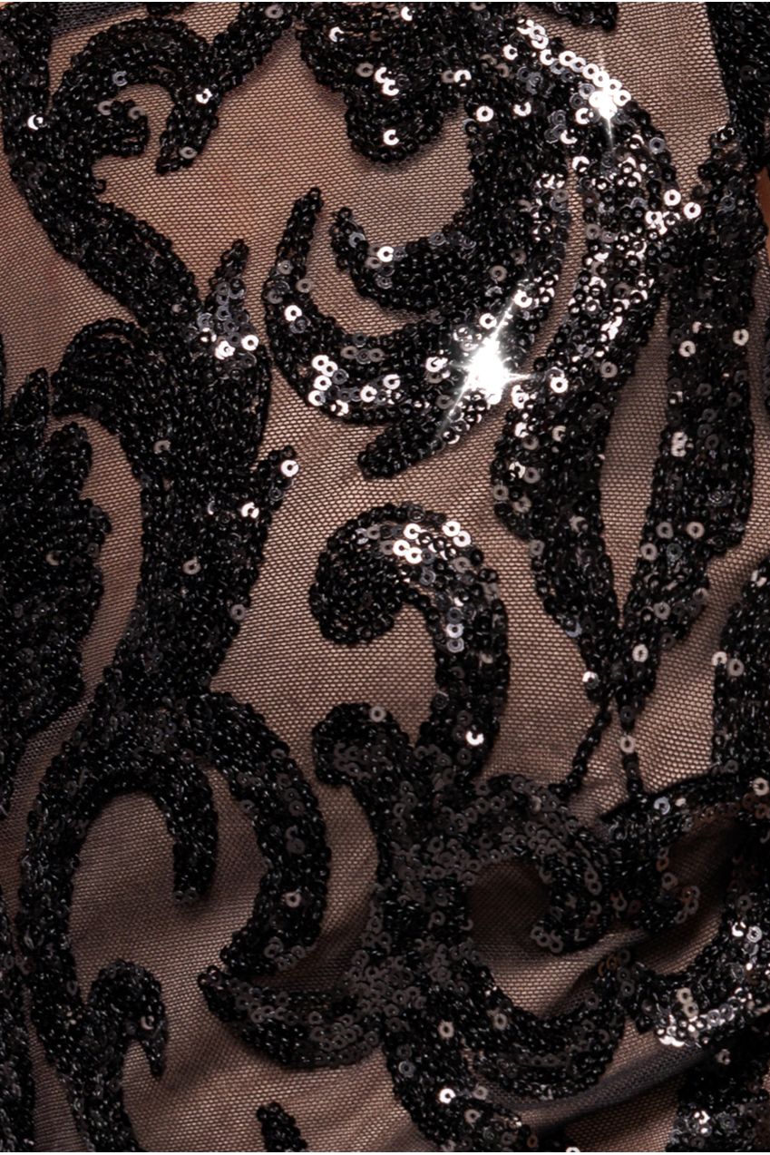 Goddiva Tassel Split Maxi Dress - Black