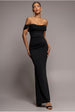 Goddiva Off The Shoulder Cowl Neck Maxi Dress - Black