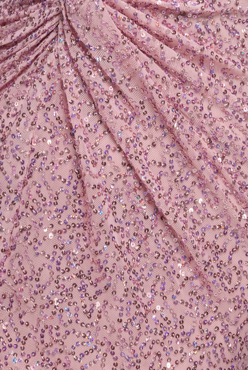 Goddiva Twisted Front Sequin Maxi Dress - Blush