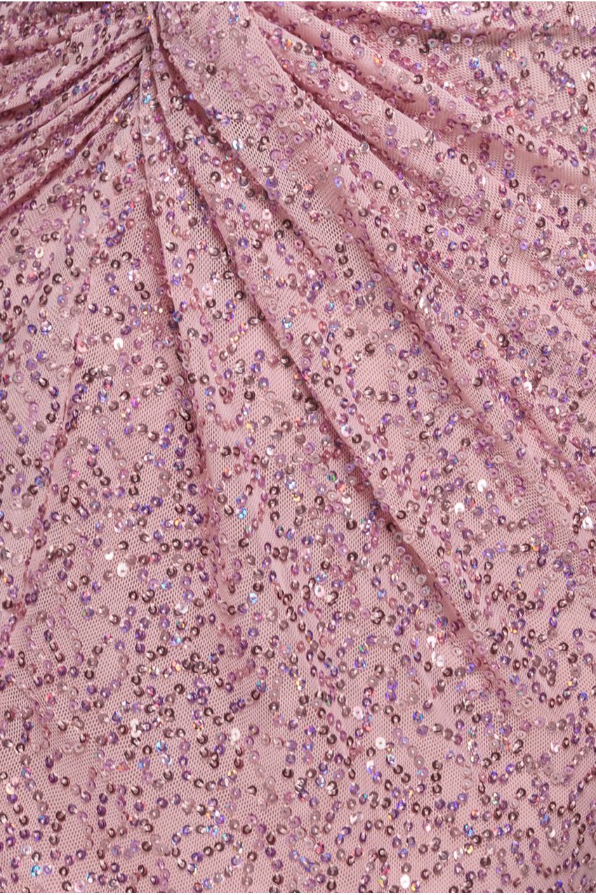 Goddiva Twisted Front Sequin Maxi Dress - Blush