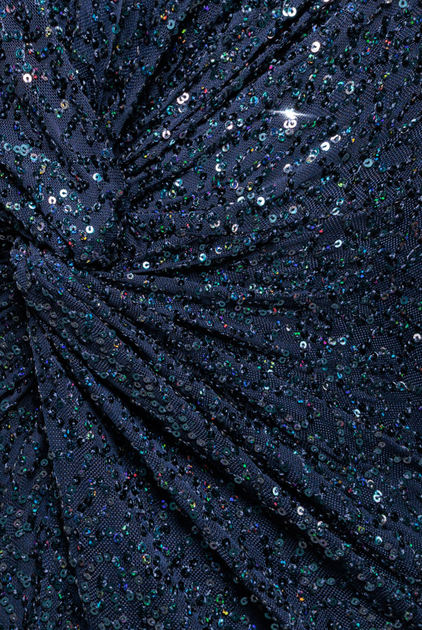 Goddiva Twisted Front Sequin Maxi Dress - Navy