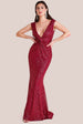 Goddiva Twisted Front Sequin Maxi - Burgundy