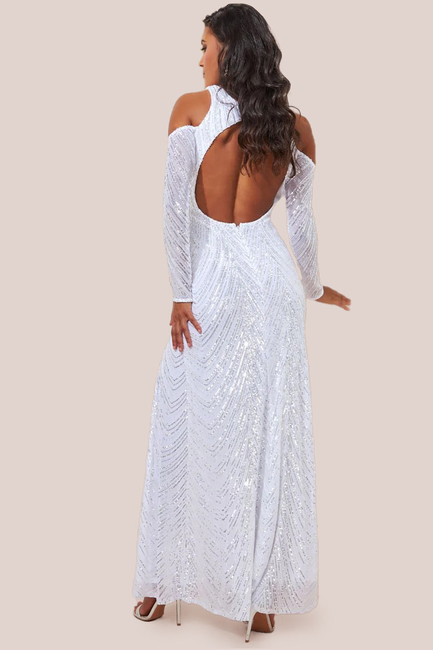 Goddiva Cold Shouldress Maxi Dress - White