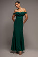 Goddiva Chiffon Bardot Cowl Neck Maxi Dress - Green