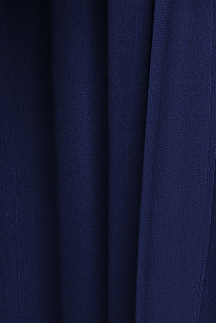 Goddiva Plus Wrap Back With Front Slit Chiffon Maxi Dress - Navy Blue