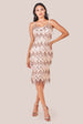 Goddiva Dangling Sequin Flapper Midi Dress - Gold