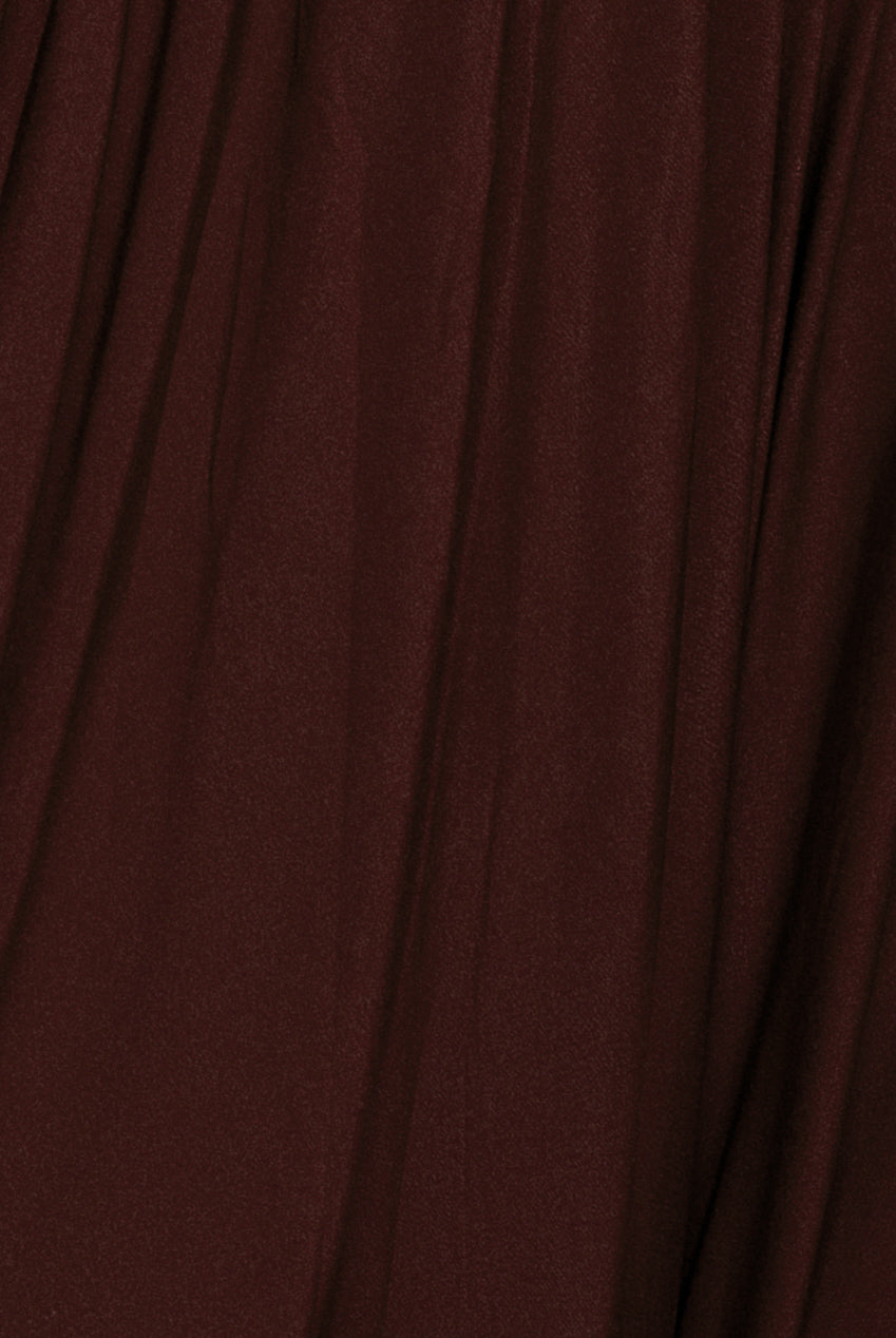 Goddiva Gathered Bardot Maxi Dress With Front Split - Dark Brown