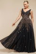 Goddiva Sunray Hand Embellished Sequin A-Line Sleeveless Maxi Dress - Black