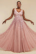 Goddiva Sunray Hand Embellished Sequin A-Line Sleeveless Maxi Dress - Blush Pink