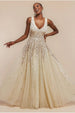 Goddiva Sunray Hand Embellished Sequin A-Line Sleeveless Maxi Dress - Ivory