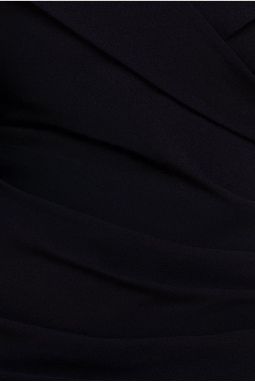 Goddiva Plus Scuba Crepe Off Shoulder Front Split Maxi Dress - Black