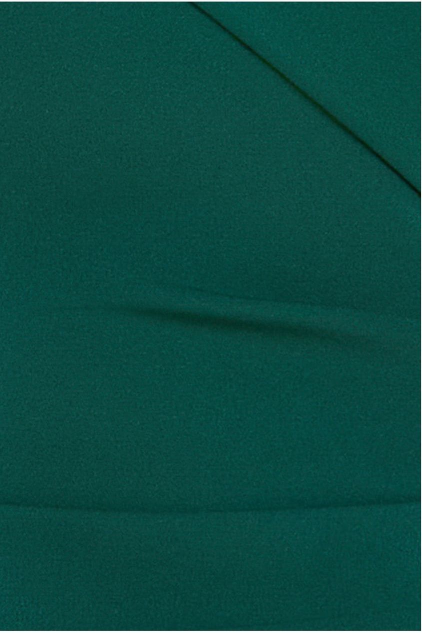 Goddiva Scuba Crepe Off Shoulder Front Split Maxi Dress - Emerald Green