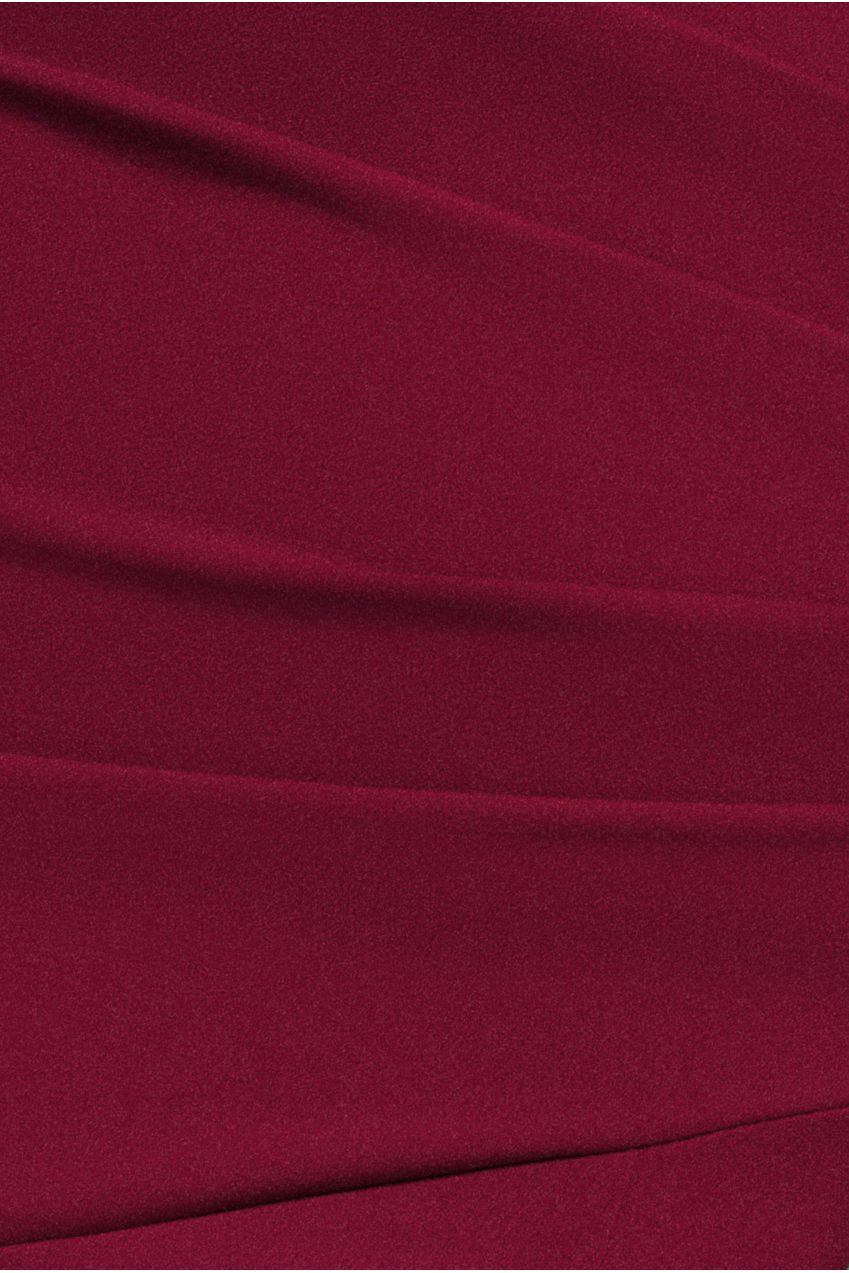 Goddiva Scuba Crepe Off Shoulder Front Split Maxi Dress - Wine
