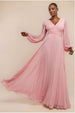 Goddiva Balloon Sleeve Chiffon Maxi Dress - Blush Pink