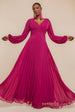 Goddiva Balloon Sleeve Chiffon Maxi Dress - Magenta