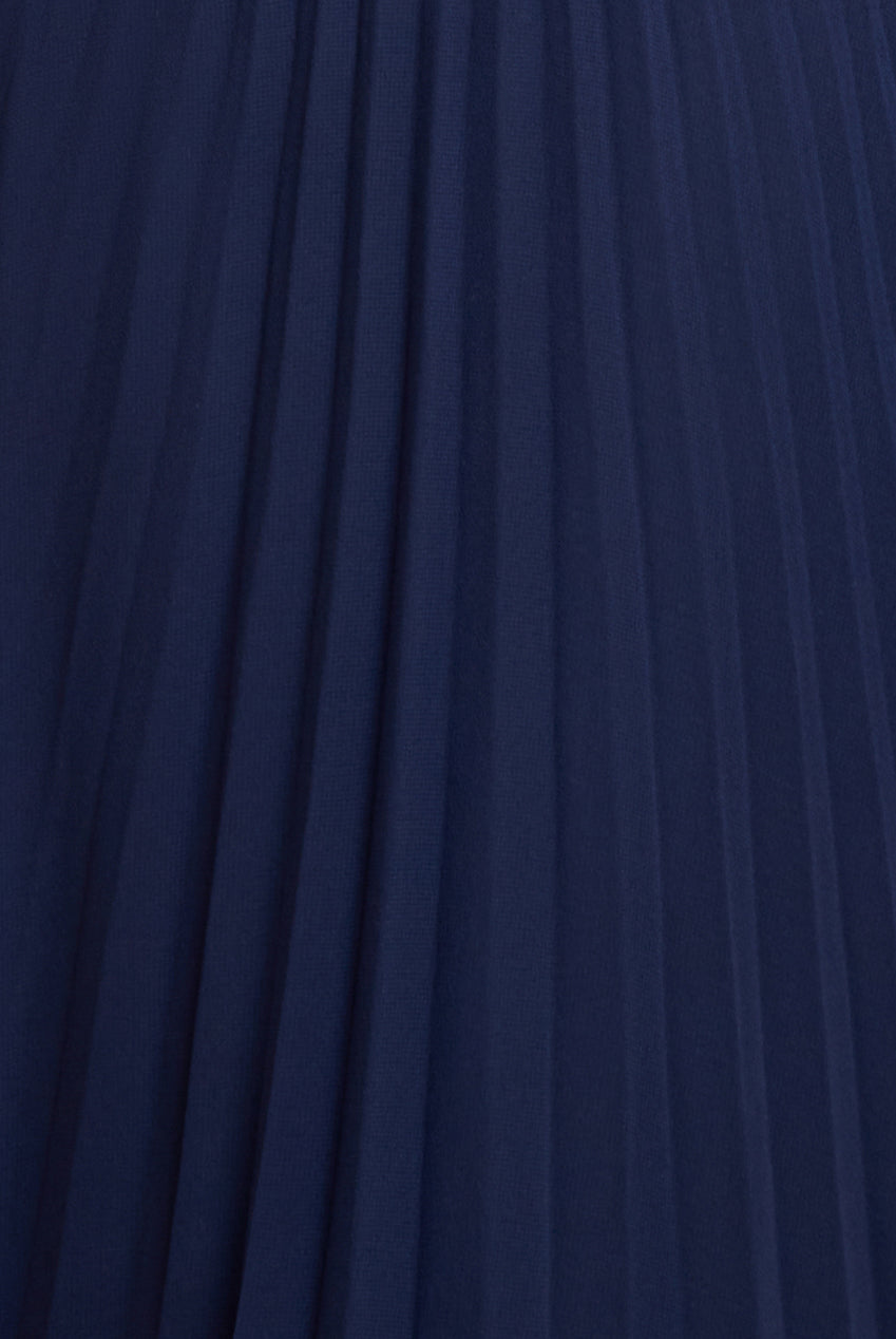 Goddiva Balloon Sleeve Chiffon Maxi Dress - Navy Blue