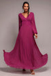 Goddiva Balloon Sleeve Chiffon Maxi Dress - Magenta