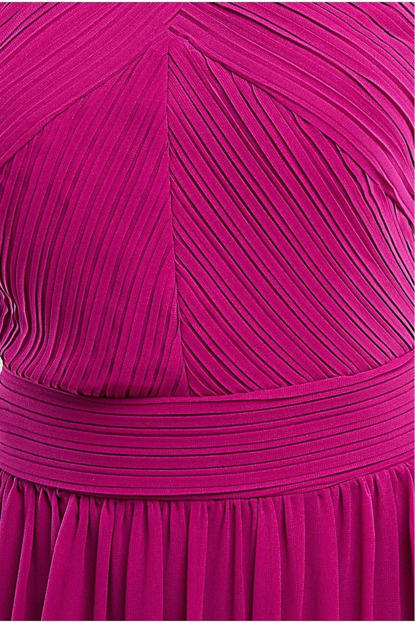 Goddiva Halter Neck Chiffon Maxi Dress - Magenta