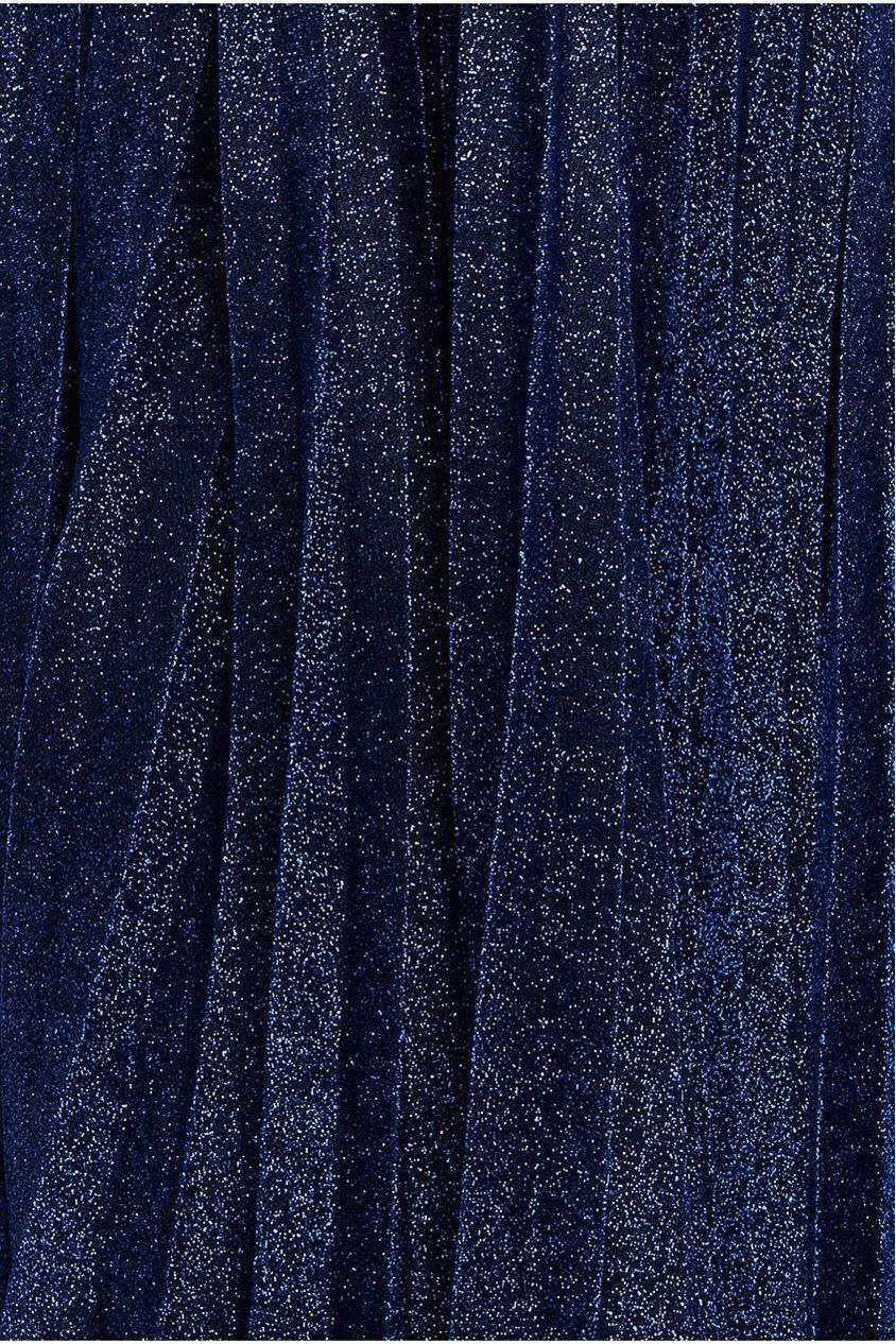 Goddiva Bardot Pleated Skirt Maxi Dress - Navy