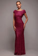 Goddiva Cowl Back Sequin Maxi - Burgundy