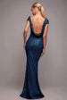 Goddiva Cowl Back Sequin Maxi Dress - Navy