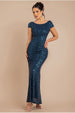 Goddiva Cowl Back Sequin Maxi Dress - Navy