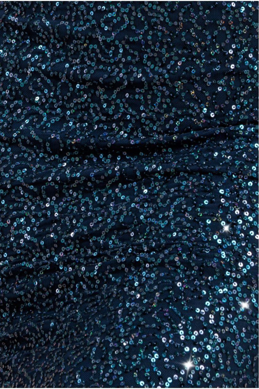 Goddiva Cowl Back Sequin Maxi Dress - Navy