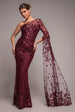 Goddiva Sequin Mesh One Shoulder Evening Maxi - Burgundy