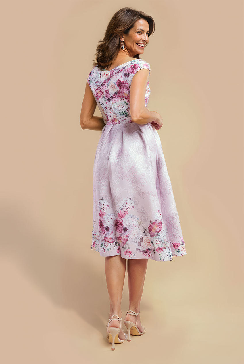Goddiva Sweetheart Floral Midi Dress - Blush Pink