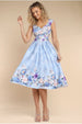 Goddiva Sweetheart Floral Midi Dress - Powder Blue