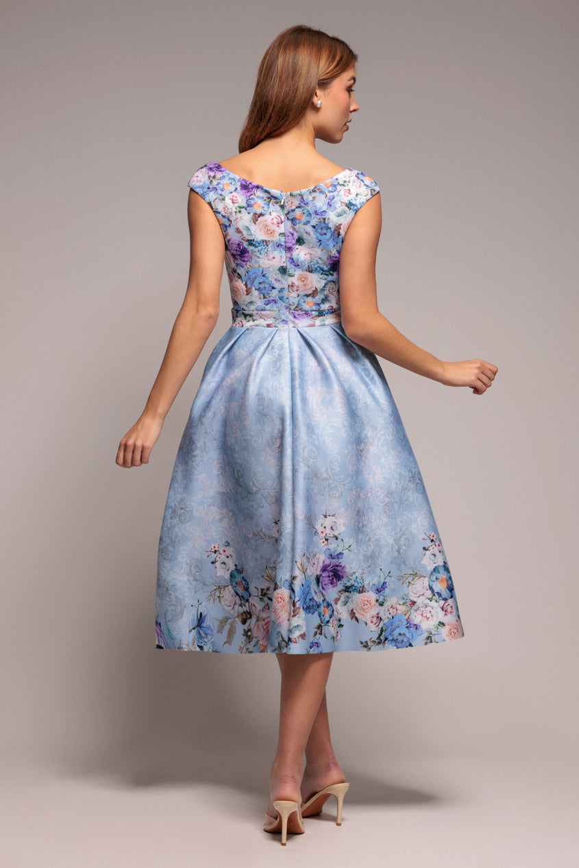 Goddiva Sweetheart Floral Midi Dress - Powder Blue