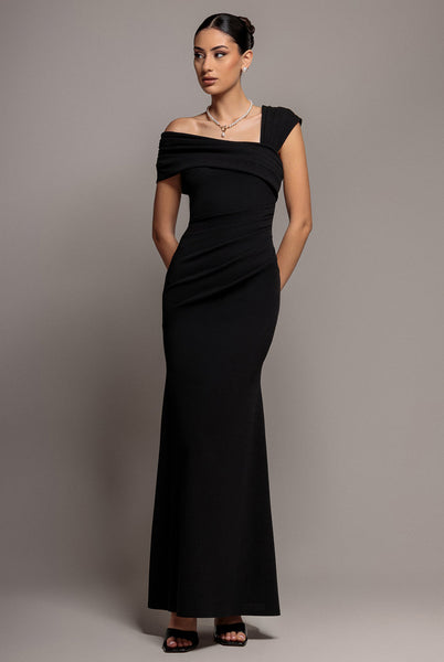 Goddiva One Shoulder Evening Maxi Dress