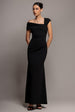 Goddiva One Shoulder Evening Maxi Dress - Black