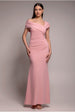 Goddiva One Shoulder Scuba Crepe Evening Maxi Dress - Blush Pink