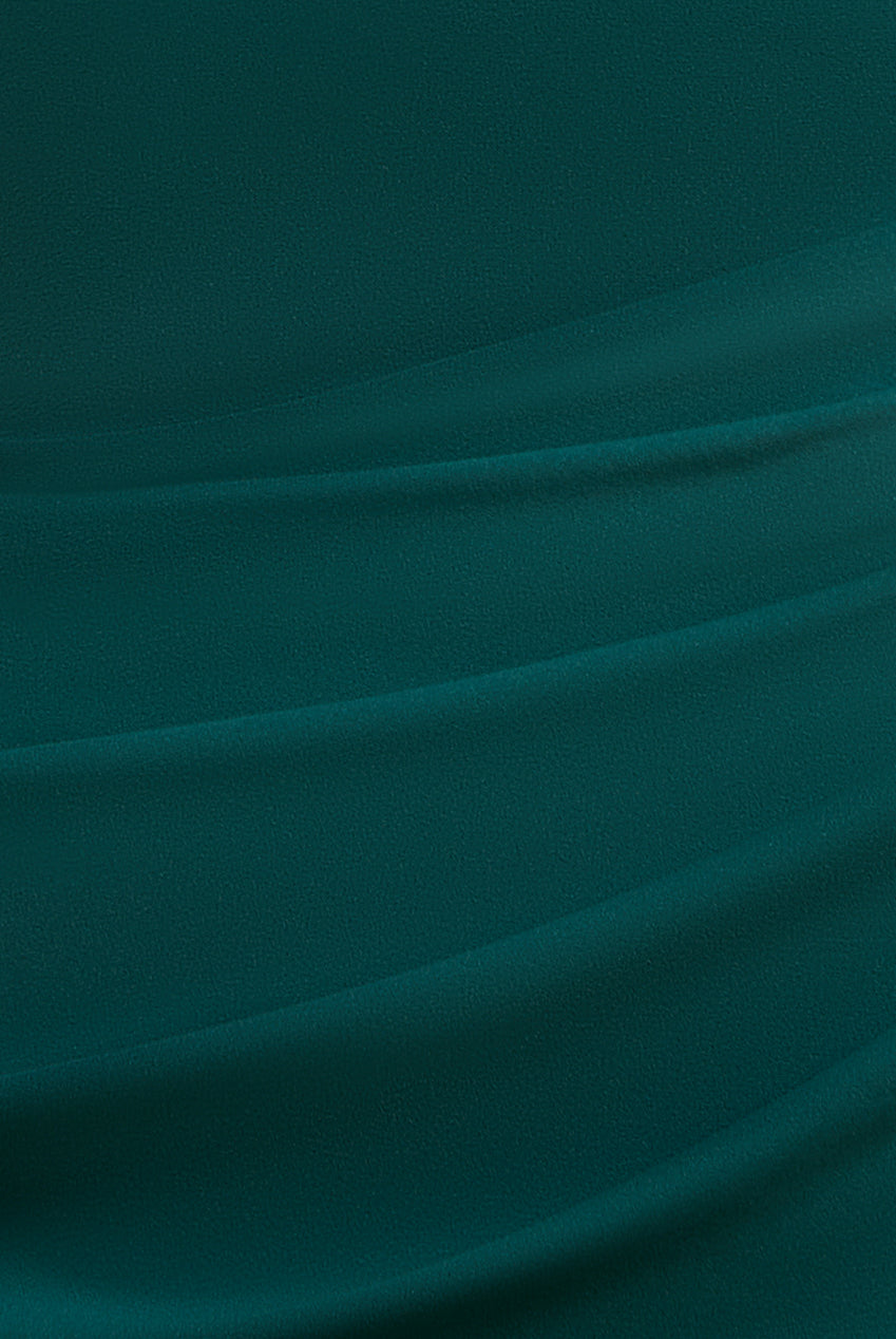 Goddiva One Shoulder Evening Maxi Dress - Emerald Green