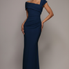 One Shoulder Evening Maxi Dress - Navy