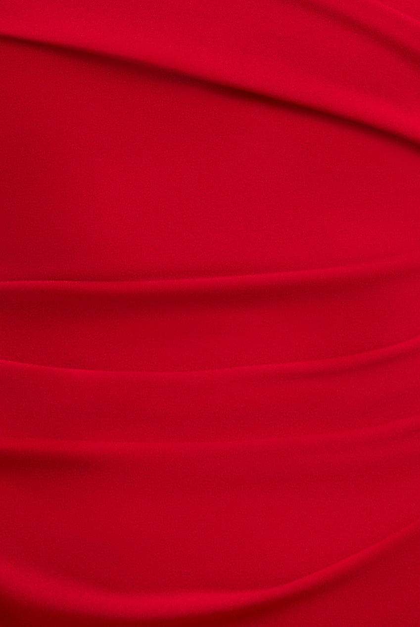 Goddiva One Shoulder Evening Maxi Dress - Red