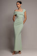 Goddiva One Shoulder Asymmetric Scuba Crepe Maxi Dress - Sage Green