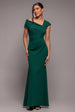 Goddiva One Shoulder Evening Maxi Dress - Emerald Green