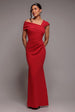 Goddiva One Shoulder Evening Maxi Dress - Red