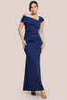 Goddiva One Shoulder Evening Maxi Dress - Navy