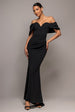 Goddiva Off The Shoulder Draped Sleeve Maxi Dress - Black