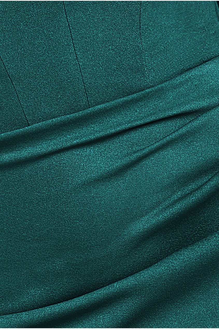 Goddiva Off The Shoulder Draped Sleeve Maxi Dress - Emerald Green